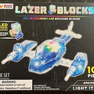 Block Tech Lazer Blocks Spaceship, LED Color Changing, 109 pcs, new unopened